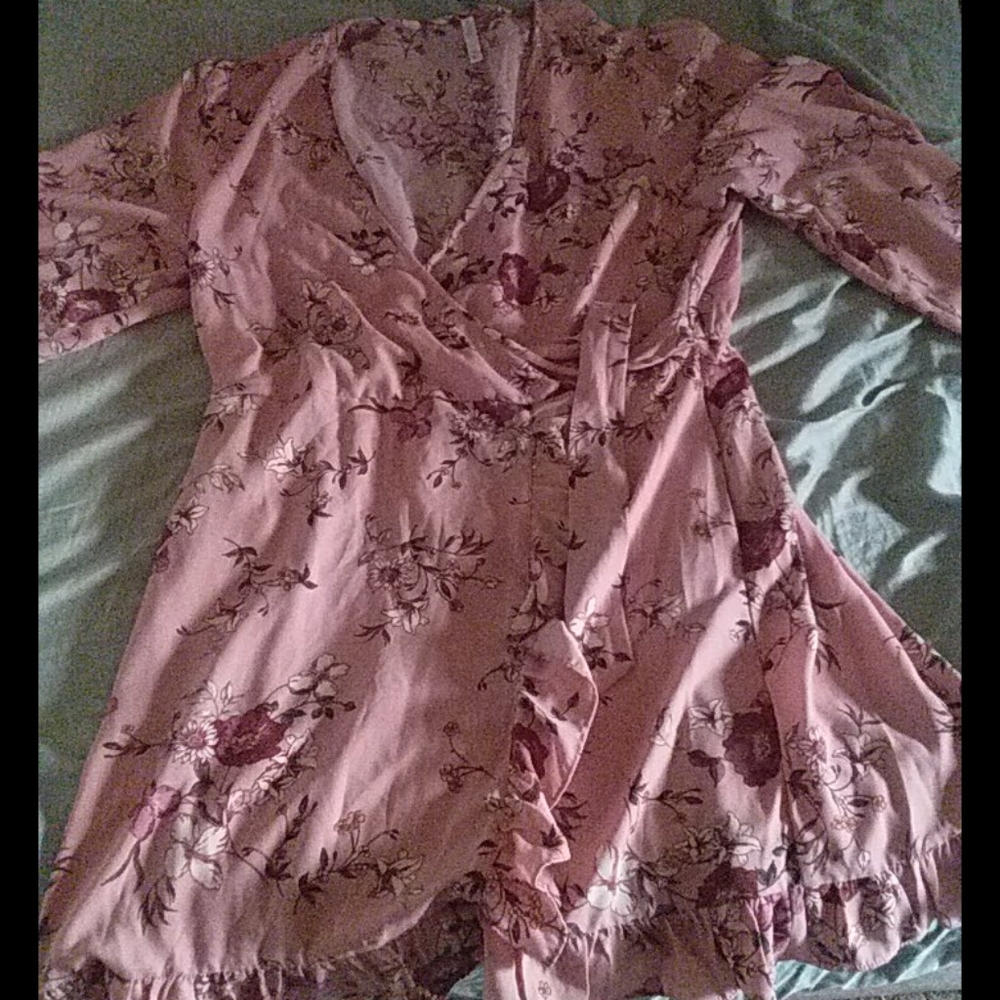 Pink floral mini dress